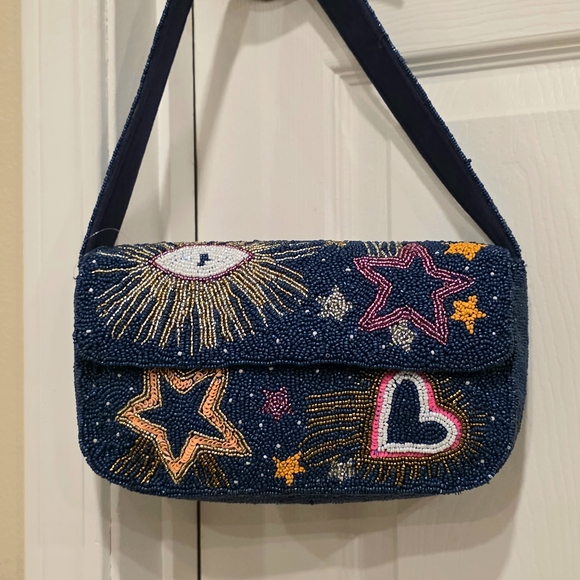 America and Beyond - Beaded Eye and Star Shoulder Bag